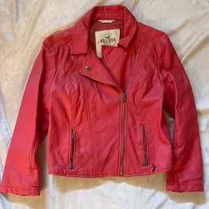Hollister Co Hot Pink Leather Moto Jacket